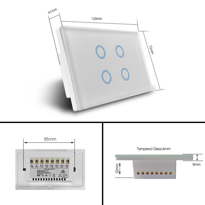 Witron Smart Touch WiFi Light Switch - 4 Gang